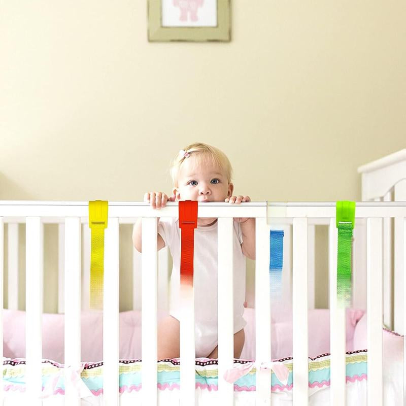 8PCS 4 Colors Baby Playpen Pull up Rings- Baby Crib Pull up Rings- Baby Walking Exercises Assistant Rings- Baby Bed Stand up Rings Baby Cot Hanging Rings for Infant Baby Toddler