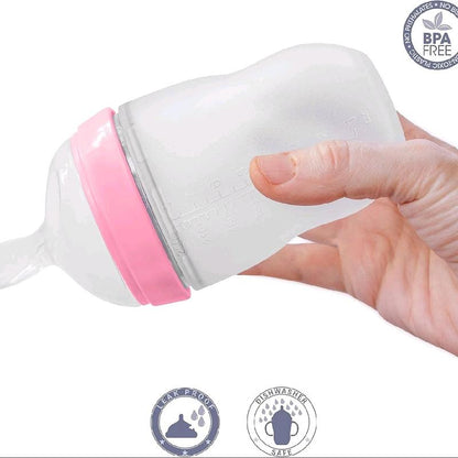 Squeeze Spoon Baby Food Dispensing Attachment - 2 Pack (5Oz and 8Oz) Compatible with Comotomo Baby Bottles. Include a Bottle.