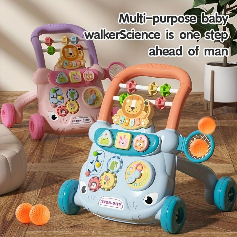 Lion Design Baby Walker, Educational Play Panel Baby Walker, Baby Walking Tool, Suitable for Gift Giving and Family Toy