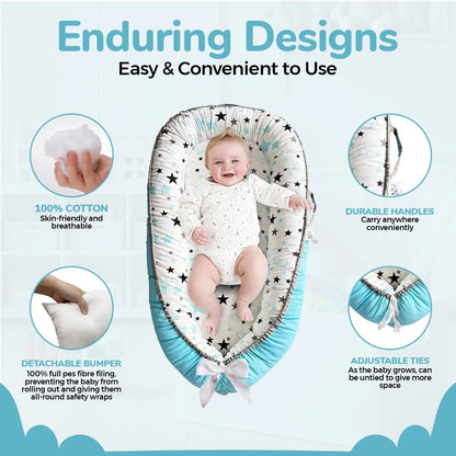 Baby Lounger - Baby Lounger for Newborn 0-24 Months – 100% Cotton Breathable & Soft Infant Nest for Tummy Time & Play, Portable Baby Floor Seat for Travel – Newborn Essentials Gift (Copy) (Copy)