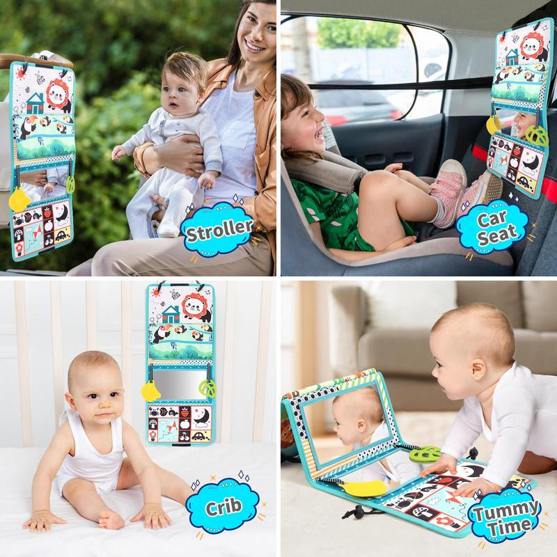 Baby Mirror Cloth Book, 1 Count Early Education Sensory Baby Toys, Double-Sided Playing Baby Toys, Educational Toys for 0-3 Years Old Babies, Learning Materials