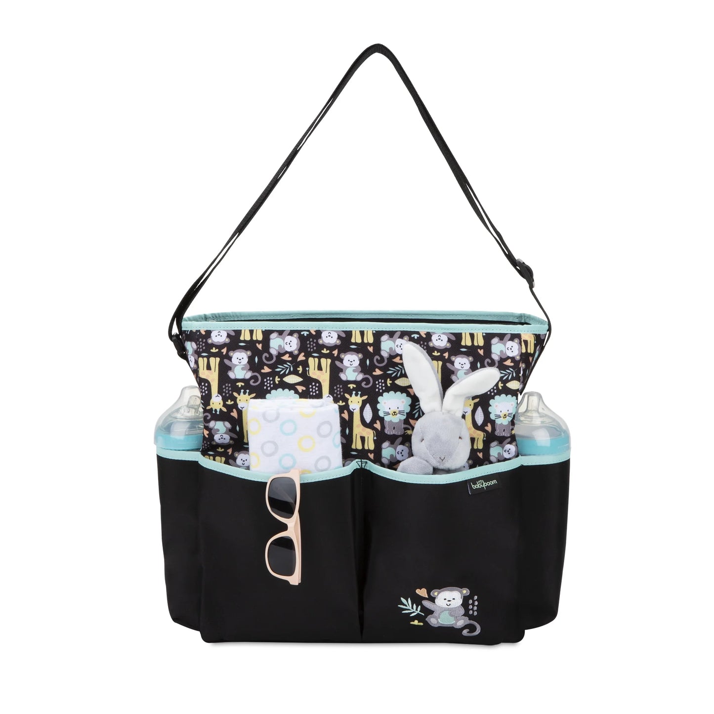 Monkey Print Tote Diaper Bag, Zip Top, Unisex, Infant, Toddler