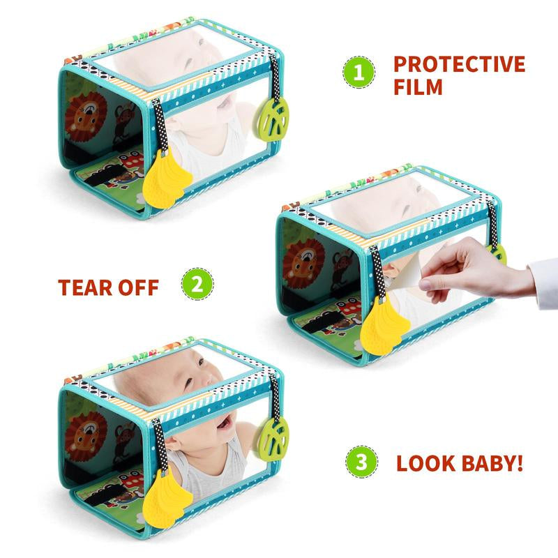 Baby Mirror Cloth Book, 1 Count Early Education Sensory Baby Toys, Double-Sided Playing Baby Toys, Educational Toys for 0-3 Years Old Babies, Learning Materials