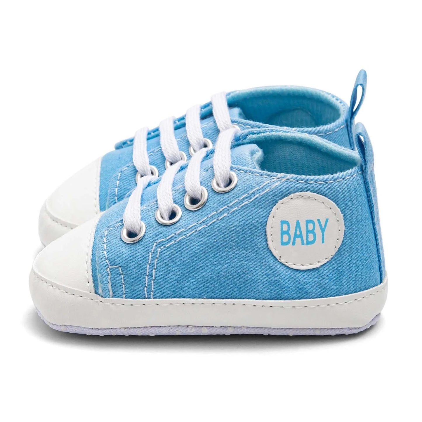 Unisex Baby Girls Boys Shoes Infant Soft Sole Canvas First Walkers Newborn High Top Anti-Slip Sneakers Comfy Daily Wear Sky Blue 3-6 Months