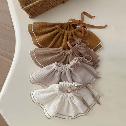 2Pcs Baby Bibs Newborn Drooling Bib Cotton Burp Cloths with Adjustable Drawstring Infant Teething Bib Feeding Towel A2UB