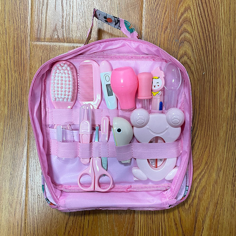 Infant Care Essentials Kit Nasal Cleaner Feeding Tool Ear Pick Grooming Pouch Nail Trimmer Oral Hair Brush Comb Cutter