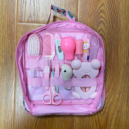Infant Care Essentials Kit Nasal Cleaner Feeding Tool Ear Pick Grooming Pouch Nail Trimmer Oral Hair Brush Comb Cutter