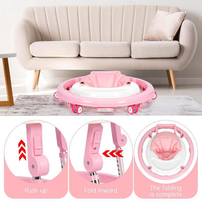 Foldable Baby Walker with 9 Adjustable Heights!Mute Wheels & Footrest, Perfect Activity Center for Boys & Girls Aged 7-18 Months, Portable & Space-Saving! ! Floorwalker