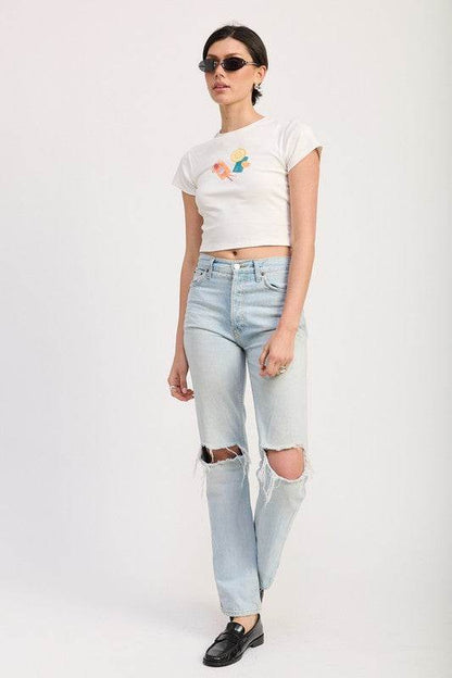 EMBROIDERED GRAPHIC BABY TEE