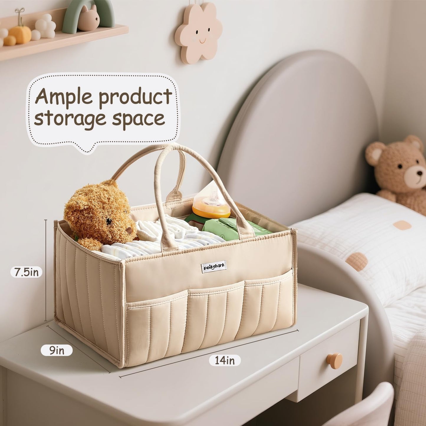 Baby Diaper Caddy - Stylish Basket for Newborn Essentials Nursery Storage Bin