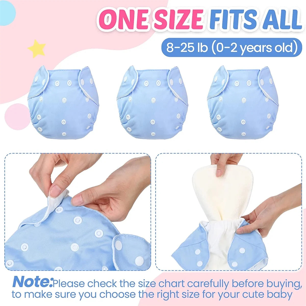 Baby Cloth Diapers 8 Pack Adjustable Washable and Reusable Pocket Diapers for Baby Girls-No Inserts