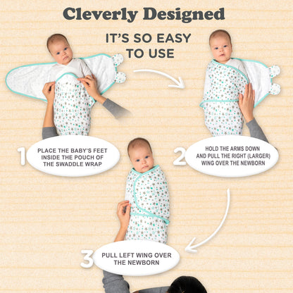 Swaddles for Newborns – 3-Pack Infant Swaddles 3-6 Months – Adjustable Swaddle Sleep Sack – Soft Organic Cotton Baby Wrap for Safe & Cozy Sleep