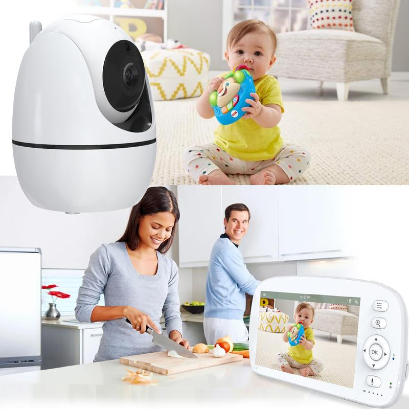 5.0" Video Babymonitor, Remote Pan-Tilt-Zoomcamera,Nightvision,2-Way Audio, Lullabies &Temp Sensorfor Baby Safety