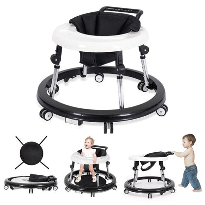 Foldable Baby Walker with 9 Adjustable Heights!Mute Wheels & Footrest, Perfect Activity Center for Boys & Girls Aged 7-18 Months, Portable & Space-Saving! ! Floorwalker