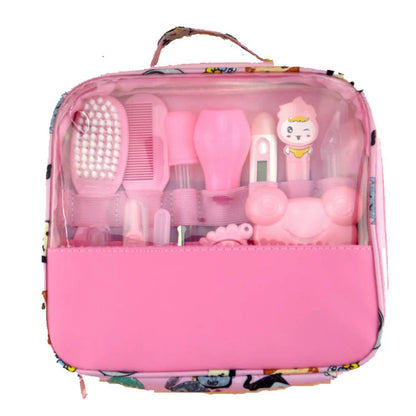 Infant Care Essentials Kit Nasal Cleaner Feeding Tool Ear Pick Grooming Pouch Nail Trimmer Oral Hair Brush Comb Cutter