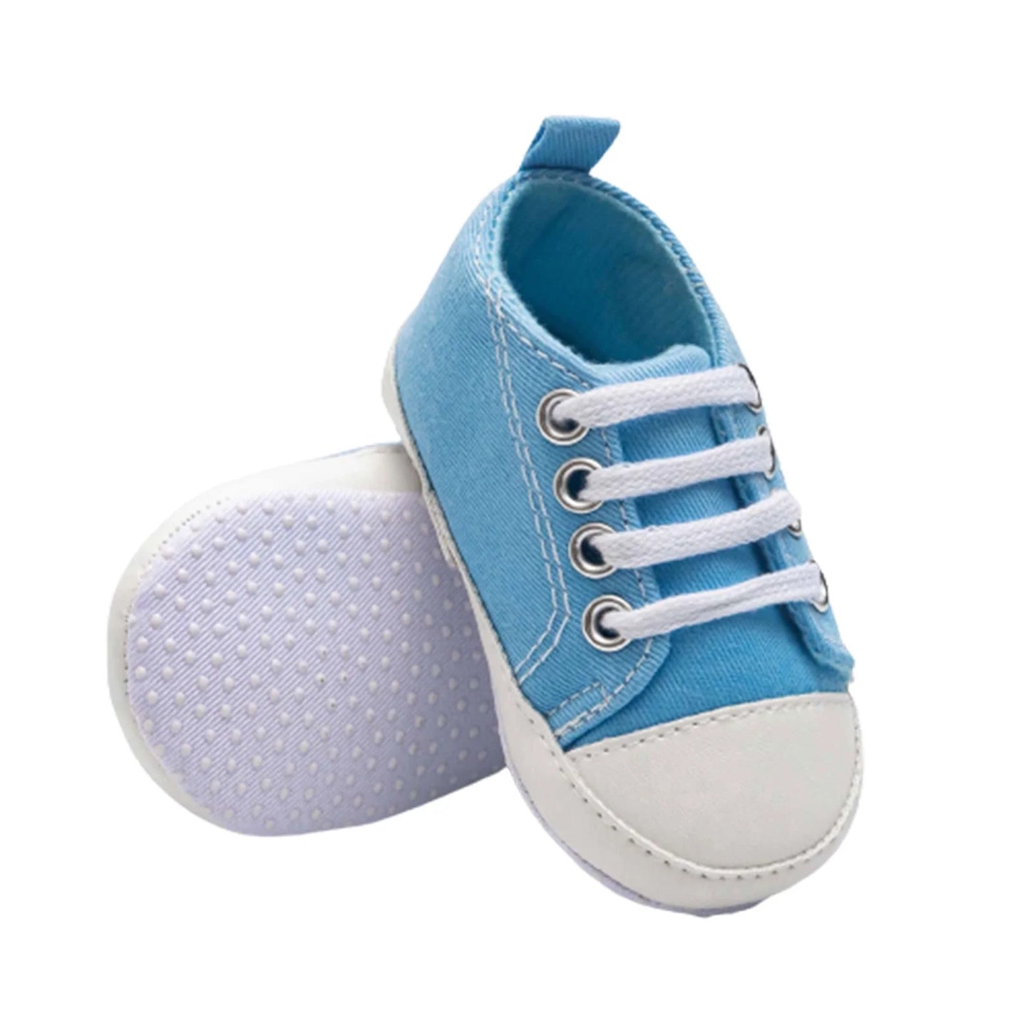Unisex Baby Girls Boys Shoes Infant Soft Sole Canvas First Walkers Newborn High Top Anti-Slip Sneakers Comfy Daily Wear Sky Blue 3-6 Months