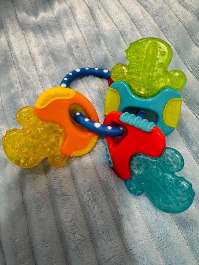 Ice Gel Teether Keys - Silicone Soothing Baby Teether Toys for Infants - Gentle for Sore Gums Colorful and Fun Toys - Safe and Durable Infant Baby Teething Toy - Blue, Pink