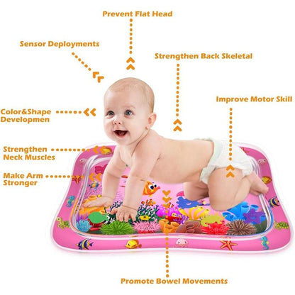 ZMLM Baby Tummy Time Water Mat for Babies: Baby Toys Gifts for Newborn Infant 3 6 9 12 Month Boy Girl Inflatable Activity Playmat Sensory Mat Toddler Belly Time Pat Indoor Summer Gifts (Pink)