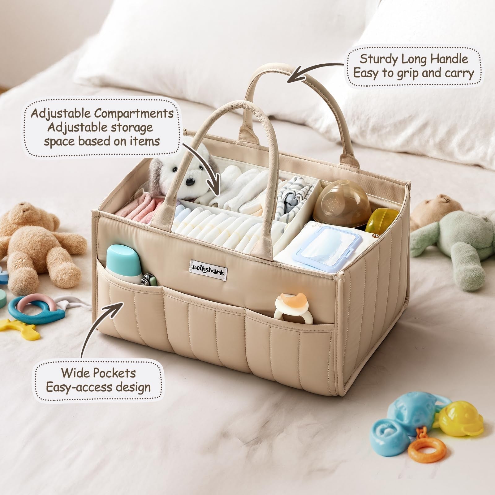 Baby Diaper Caddy - Stylish Basket for Newborn Essentials Nursery Storage Bin