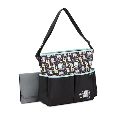 Monkey Print Tote Diaper Bag, Zip Top, Unisex, Infant, Toddler