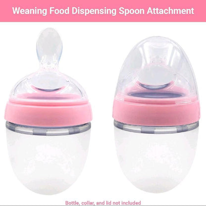Squeeze Spoon Baby Food Dispensing Attachment - 2 Pack (5Oz and 8Oz) Compatible with Comotomo Baby Bottles. Include a Bottle.