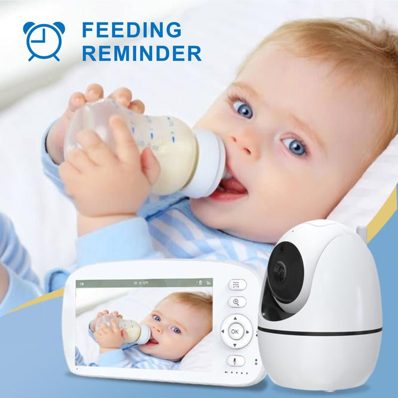 5.0" Video Babymonitor, Remote Pan-Tilt-Zoomcamera,Nightvision,2-Way Audio, Lullabies &Temp Sensorfor Baby Safety