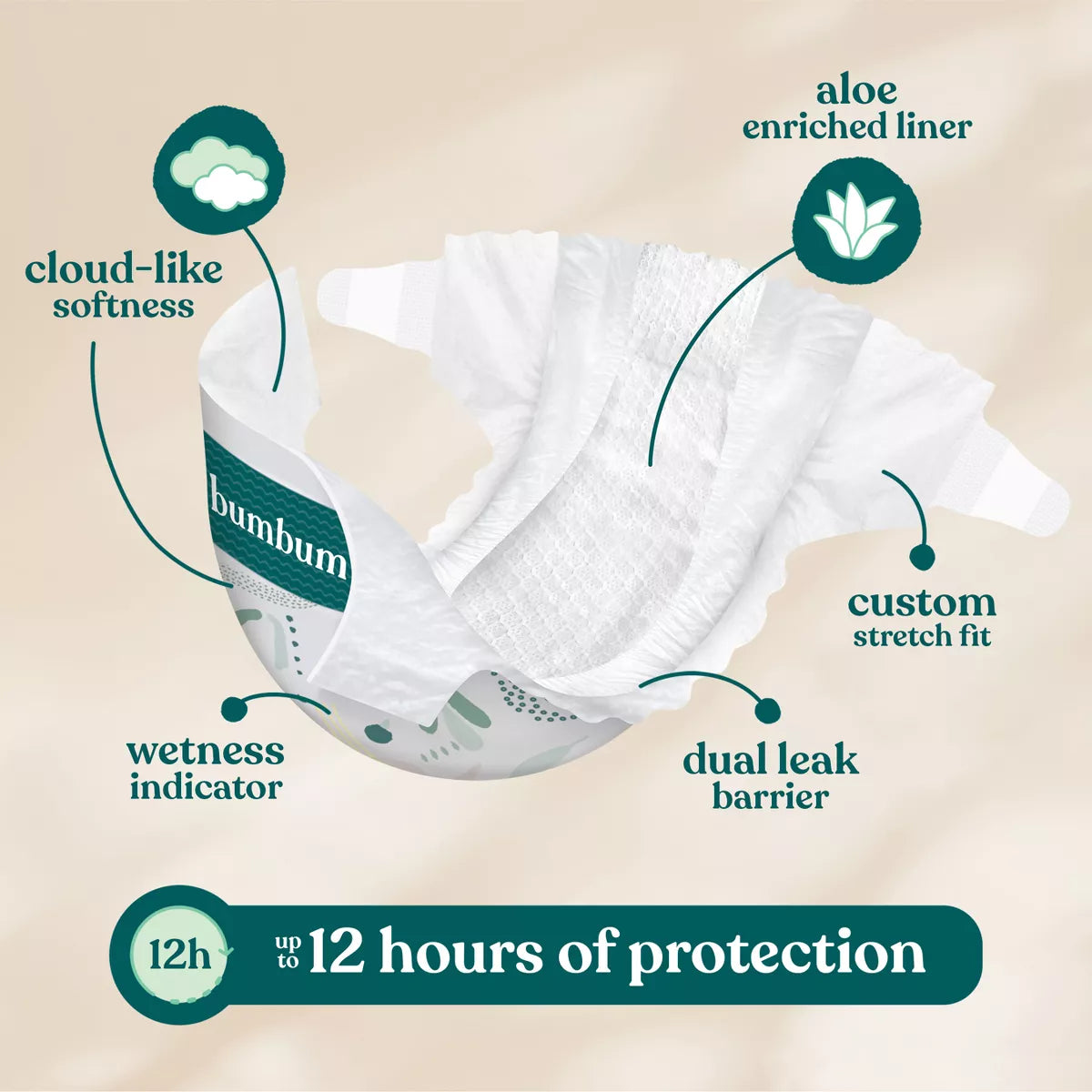 Bumbum Luxury Fragrance-Free Disposable Diapers - (Select Size and Count)