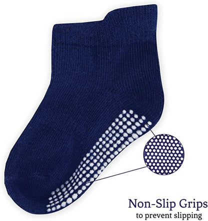 Unisex Toddler Socks, Baby Boy Socks, 9 Pack - Non Slip Low-Cut Grip Socks for Infants & Toddlers