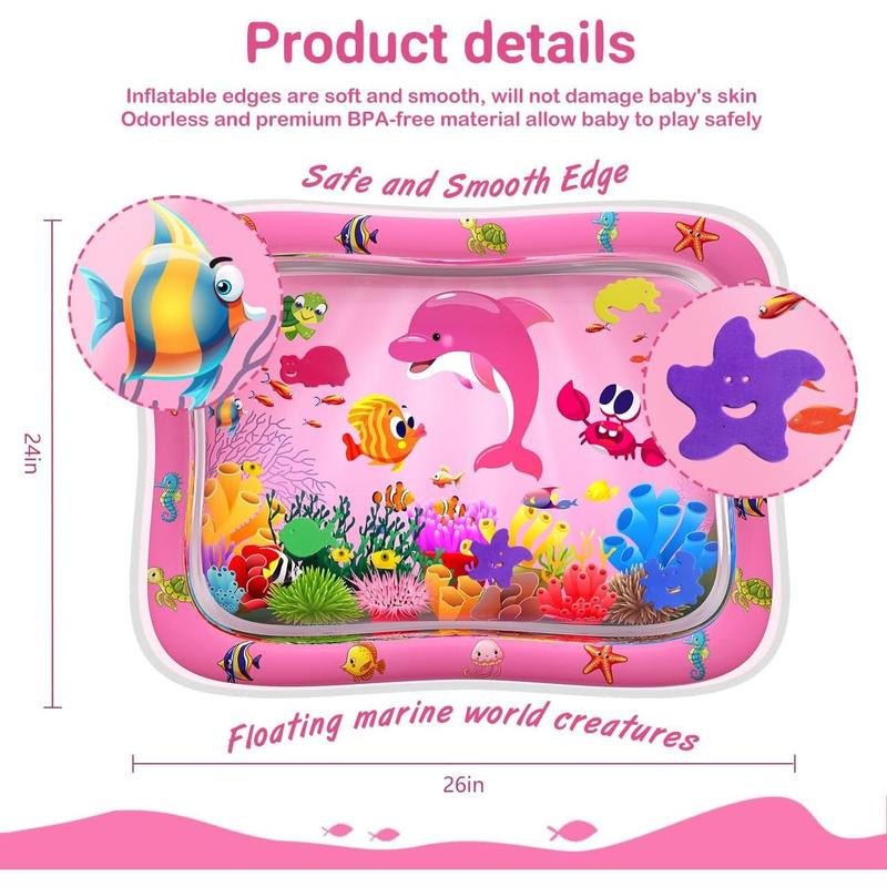 ZMLM Baby Tummy Time Water Mat for Babies: Baby Toys Gifts for Newborn Infant 3 6 9 12 Month Boy Girl Inflatable Activity Playmat Sensory Mat Toddler Belly Time Pat Indoor Summer Gifts (Pink)