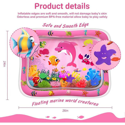 ZMLM Baby Tummy Time Water Mat for Babies: Baby Toys Gifts for Newborn Infant 3 6 9 12 Month Boy Girl Inflatable Activity Playmat Sensory Mat Toddler Belly Time Pat Indoor Summer Gifts (Pink)