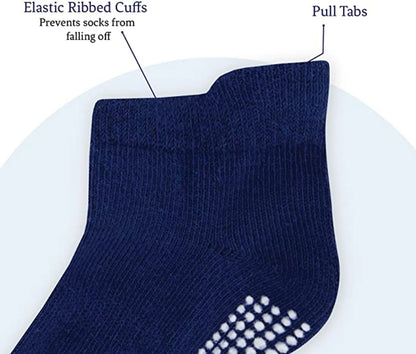 Unisex Toddler Socks, Baby Boy Socks, 9 Pack - Non Slip Low-Cut Grip Socks for Infants & Toddlers