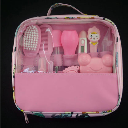 Infant Care Essentials Kit Nasal Cleaner Feeding Tool Ear Pick Grooming Pouch Nail Trimmer Oral Hair Brush Comb Cutter