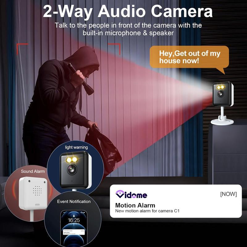 2-Pack 1080P Indoor Wifi Security Camera | Baby/Pet Monitor with Auto Tracking, Color Night Vision, 2-Way Audio & US Local Cloud