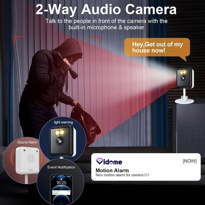 2-Pack 1080P Indoor Wifi Security Camera | Baby/Pet Monitor with Auto Tracking, Color Night Vision, 2-Way Audio & US Local Cloud