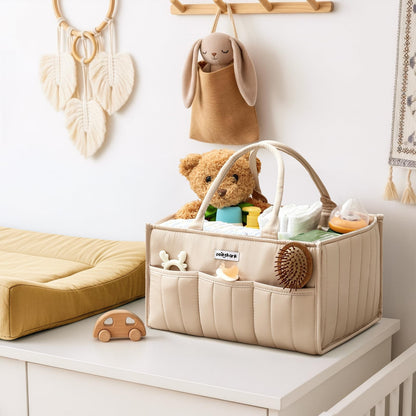 Baby Diaper Caddy - Stylish Basket for Newborn Essentials Nursery Storage Bin