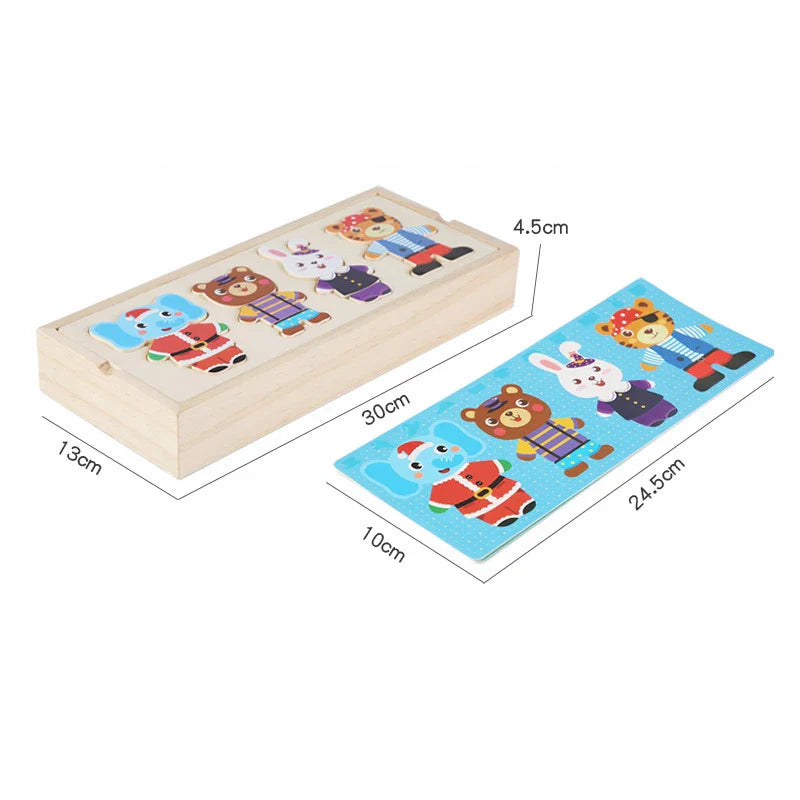 Melissa & Doug Mix 'N Match Wooden Bear Family Dress-Up Puzzle with Storage Case (45 Pcs) - Wooden Teddy Bear Puzzle, Sorting and Matching Puzzles for Toddlers
