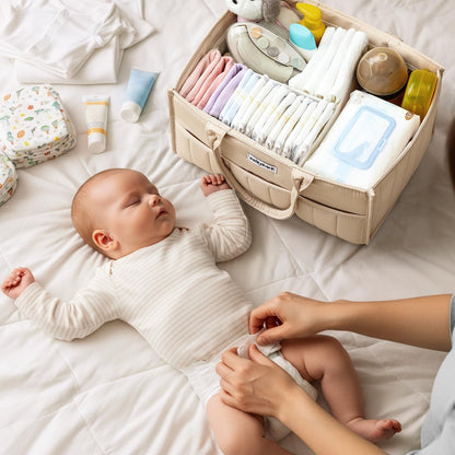 Baby Diaper Caddy - Stylish Basket for Newborn Essentials Nursery Storage Bin