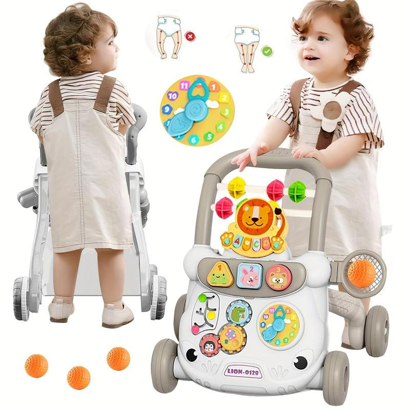 Lion Design Baby Walker, Educational Play Panel Baby Walker, Baby Walking Tool, Suitable for Gift Giving and Family Toy