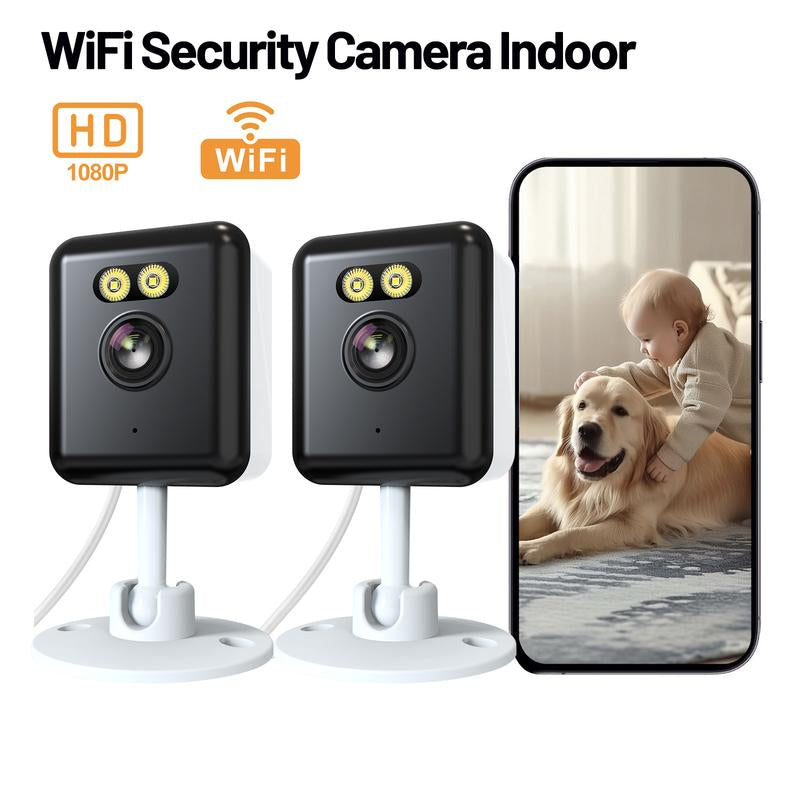 2-Pack 1080P Indoor Wifi Security Camera | Baby/Pet Monitor with Auto Tracking, Color Night Vision, 2-Way Audio & US Local Cloud