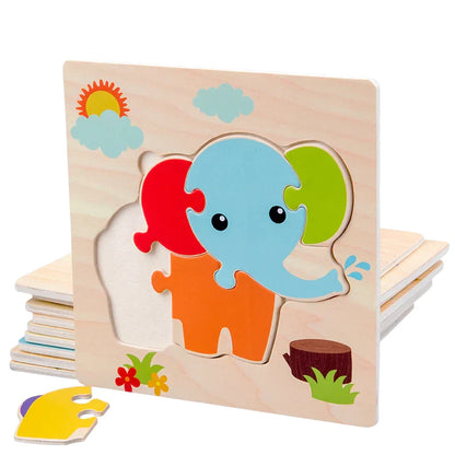 1PC Baby Wooden 3D Puzzles Tangram Shapes Learning Educational Cartoon Animal Intelligence Jigsaw Toys for Children Gift (Copy)