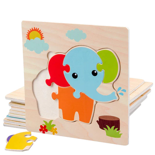 1PC Baby Wooden 3D Puzzles Tangram Shapes Learning Educational Cartoon Animal Intelligence Jigsaw Toys for Children Gift (Copy)