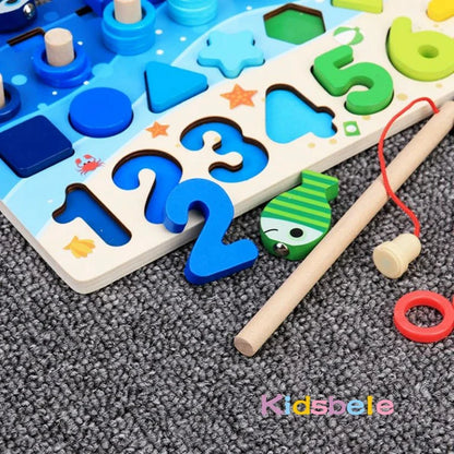 Montessori Educational Wooden Toys for Kids Toddler Number Puzzles Sorter Counting Shape Stacker Stacking Game Preschool Math Blocks Toys Gifts for Boy Girl Birthdays Christmas Holidays