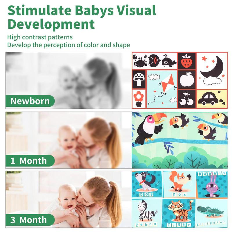 Baby Mirror Cloth Book, 1 Count Early Education Sensory Baby Toys, Double-Sided Playing Baby Toys, Educational Toys for 0-3 Years Old Babies, Learning Materials