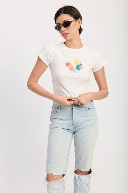 EMBROIDERED GRAPHIC BABY TEE
