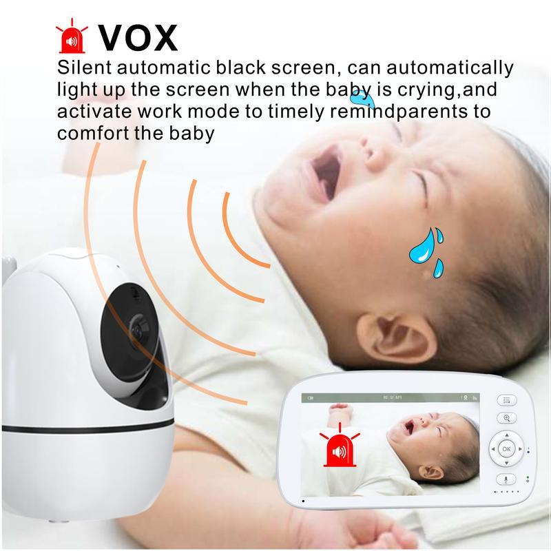 5.0" Video Babymonitor, Remote Pan-Tilt-Zoomcamera,Nightvision,2-Way Audio, Lullabies &Temp Sensorfor Baby Safety