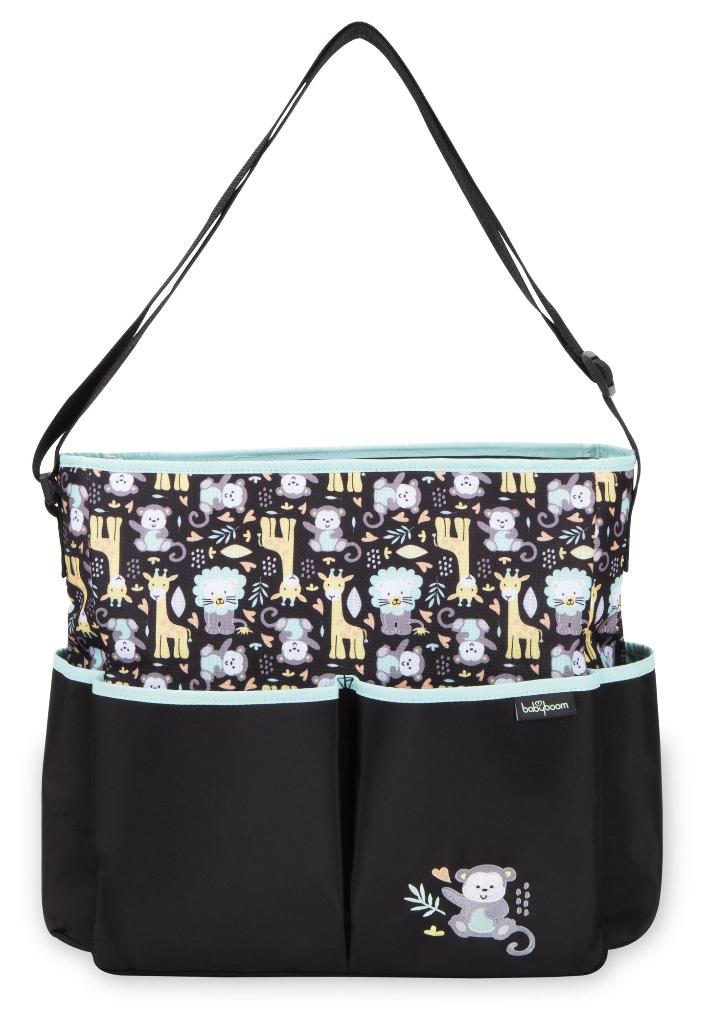 Monkey Print Tote Diaper Bag, Zip Top, Unisex, Infant, Toddler