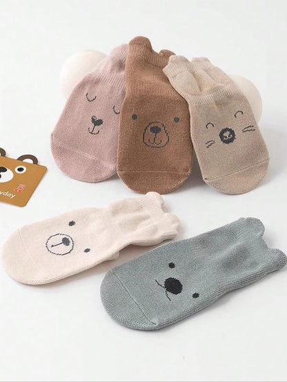 5 Pairs Cute Cartoon Baby Floor Socks, Soft Sole Indoor Non-Slip Socks for Boys & Girls, Perfect for Daily Use, Cute Textured Socks