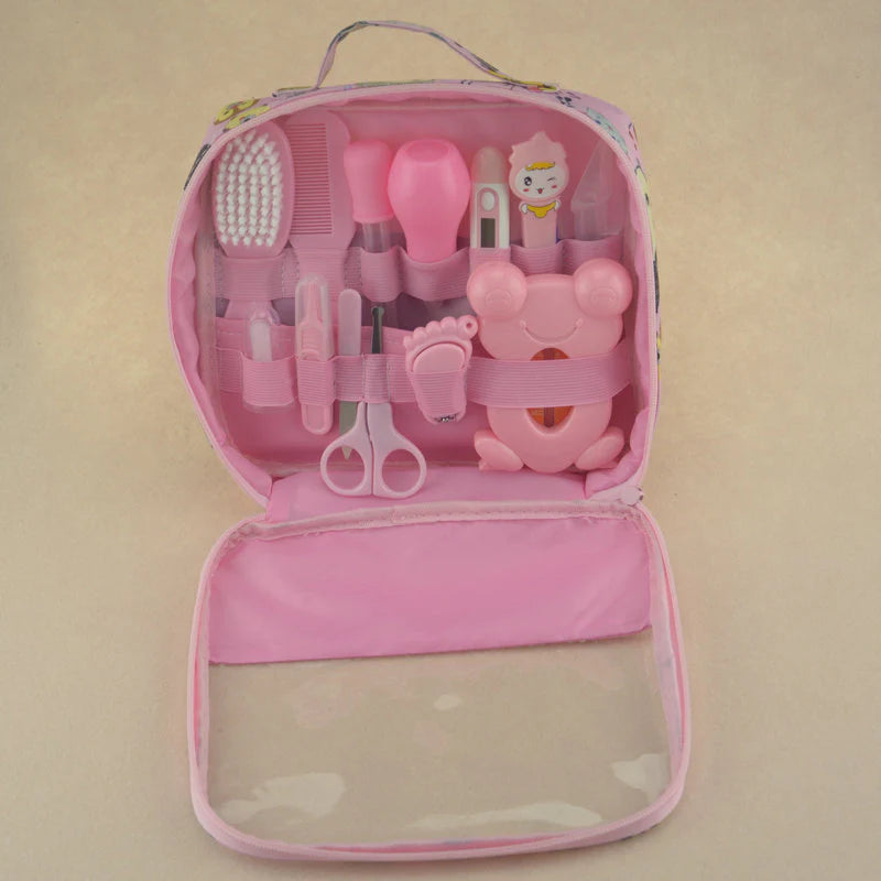 Infant Care Essentials Kit Nasal Cleaner Feeding Tool Ear Pick Grooming Pouch Nail Trimmer Oral Hair Brush Comb Cutter