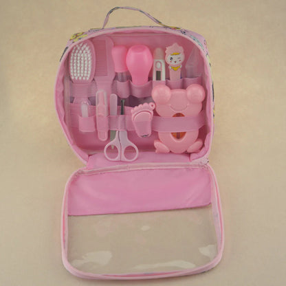 Infant Care Essentials Kit Nasal Cleaner Feeding Tool Ear Pick Grooming Pouch Nail Trimmer Oral Hair Brush Comb Cutter