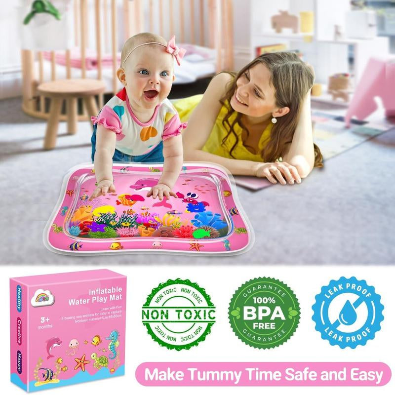 ZMLM Baby Tummy Time Water Mat for Babies: Baby Toys Gifts for Newborn Infant 3 6 9 12 Month Boy Girl Inflatable Activity Playmat Sensory Mat Toddler Belly Time Pat Indoor Summer Gifts (Pink)